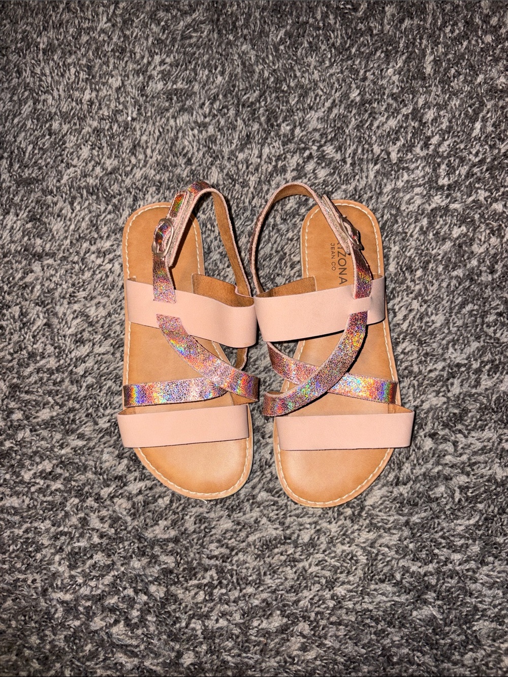 Arizona Jean Company Pink Sandals with Iridescent Straps